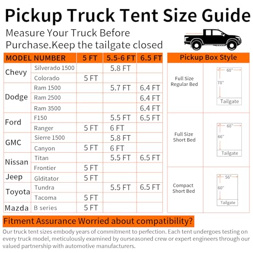 Truck Bed Tent 5.0' ~ 5.2'