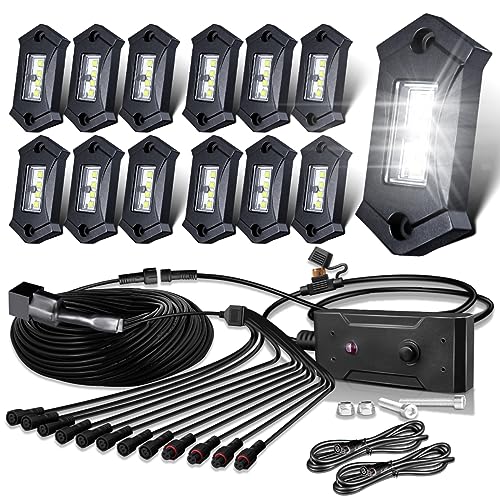 Rock Lights LEDMIRCY R3 White Rock Lights Wire Harness Kit for Trucks (12 Count)