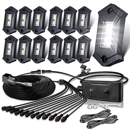 Rock Lights LEDMIRCY R3 White Rock Lights Wire Harness Kit for Trucks (12 Count)