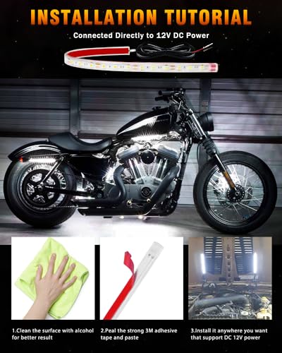 12V Led Light Strip Waterproof 32CM White Underglow for Car Motorcycle 6Pcs (6 Count)