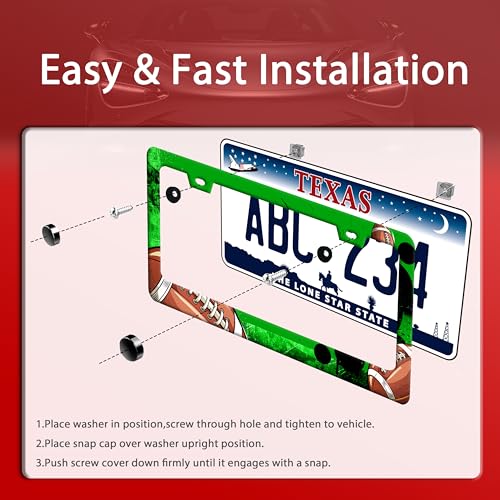 American Football License Plate Frame Stainless Steel Funny License Holder