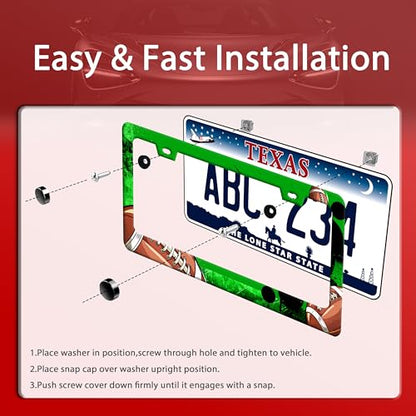 American Football License Plate Frame Stainless Steel Funny License Holder