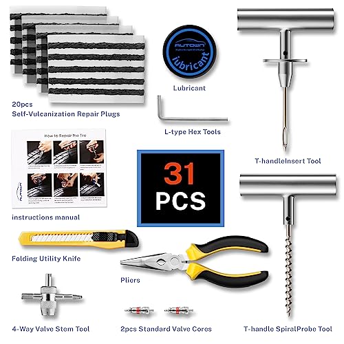Flat Tire Repair Kit with Plugs 31pcs