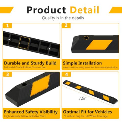 72 Inch Rubber Parking Stop (2 Count)