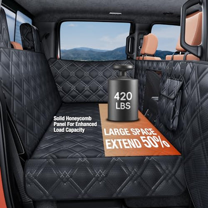 XL Dog Car Seat Cover for Back Seat Hard Bottom Holds 420 lbs