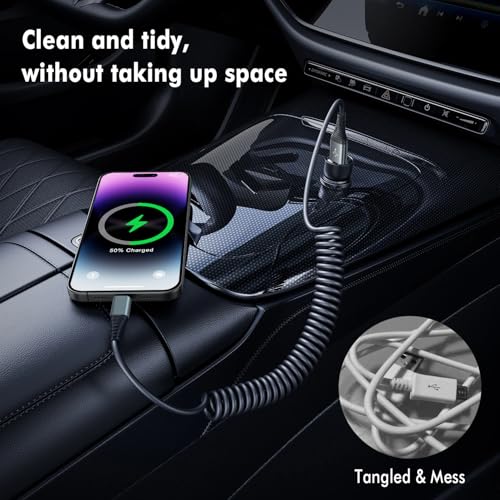 Coiled Lightning Cable 3FT 2 Pack MFi Certified Car iPhone Charger Cable (2 Count)