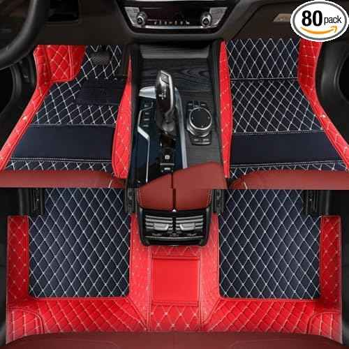 TREGOO All-Weather Anti Slip Floor mat is Suitable mats for floo of All for Tesla Models from 2012 to 2025 (Edge red, Middle Black, Beige)