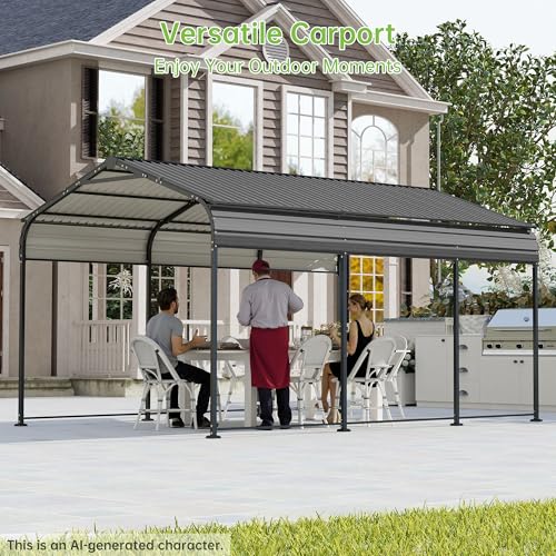 10x15 FT Updated Galvanized Steel Roof Metal Carport