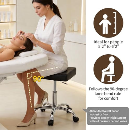 Salon Saddle Stool with Wheels for Esthetician