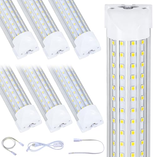 6-Pack), 8FT LED Shop Light, Super Bright 120W Shop Lights, 19800LM 5000K 8 Foot Led Lights, Linkable 96" Shop Lights Lighting for Garage with Plug, U Shape T8 8' Led Light Fixtures (6 Count)