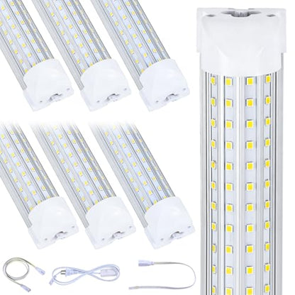 6-Pack), 8FT LED Shop Light, Super Bright 120W Shop Lights, 19800LM 5000K 8 Foot Led Lights, Linkable 96" Shop Lights Lighting for Garage with Plug, U Shape T8 8' Led Light Fixtures (6 Count)