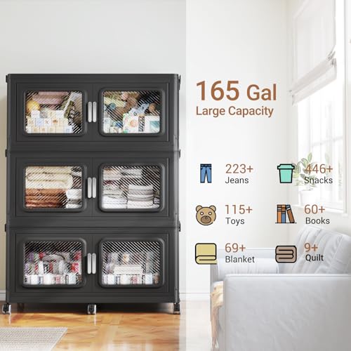 660 Qt Extra Large Stackable Storage Bin with Lids (3 Count)