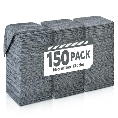 Gray Microfiber Cleaning Cloths Bulk Pack (150 Count)