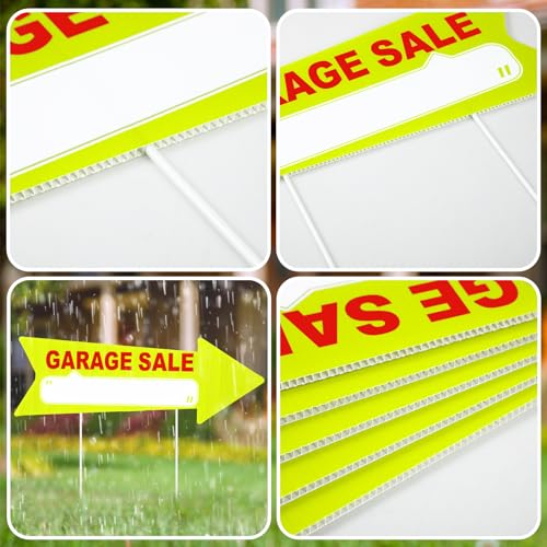 12 Pcs Garage Sale Signs with Stakes Double Sided (12 Count)