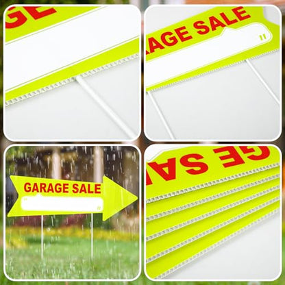 12 Pcs Garage Sale Signs with Stakes Double Sided (12 Count)