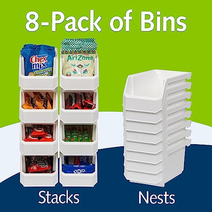 Medium Stackable Plastic Storage Bins (8 Count)