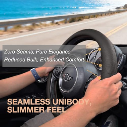Nappa Leather Steering Wheel Cover Universal 15 Inch