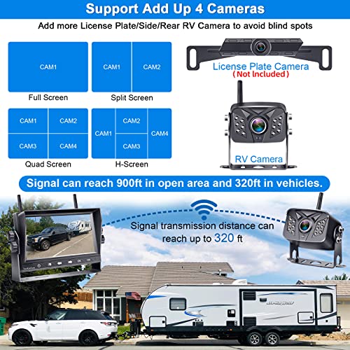 HD 1080P 7 inch RV Wireless Backup Camera