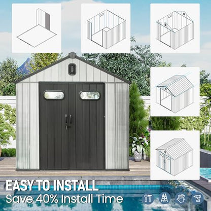 Domi 8x6 FT Resin Outdoor Storage Shed