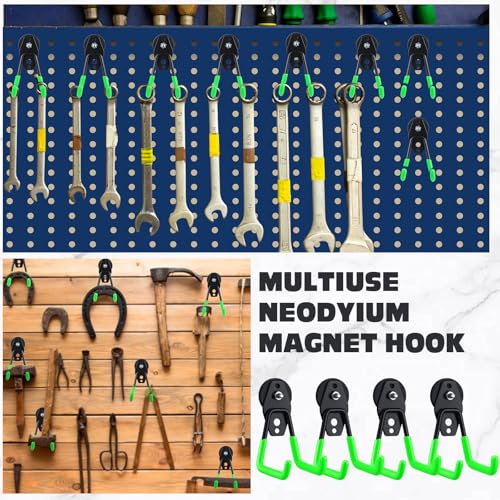 6 Pcs Large Magnetic Hooks Heavy Duty Garage Magnet Hooks Strong Storage Utility Magnetic Hangers with Anti Slip Rubber Coating for Indoor and Outdoor Hanging (6 Count)