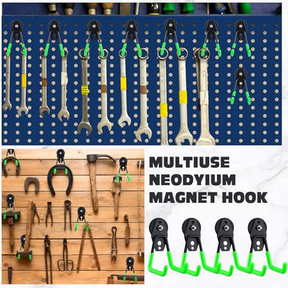 6 Pcs Large Magnetic Hooks Heavy Duty Garage Magnet Hooks Strong Storage Utility Magnetic Hangers with Anti Slip Rubber Coating for Indoor and Outdoor Hanging (6 Count)