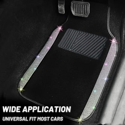 Bling Car Floor Mats Full Set and Steering Wheel Cover