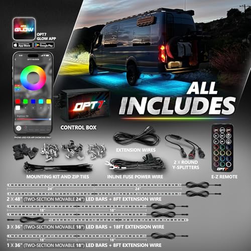 Aura Pro RGB Aluminum RV Underglow Lights with App & Remote Control (6 Count)