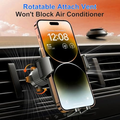 Cell Phone Holder [Never Fall Upgrade Clip] Phone Holder Car Automobile Air Vent Hands Free for Car Fit Car Phone Holder Mount for All for iPhone Android Smartphone