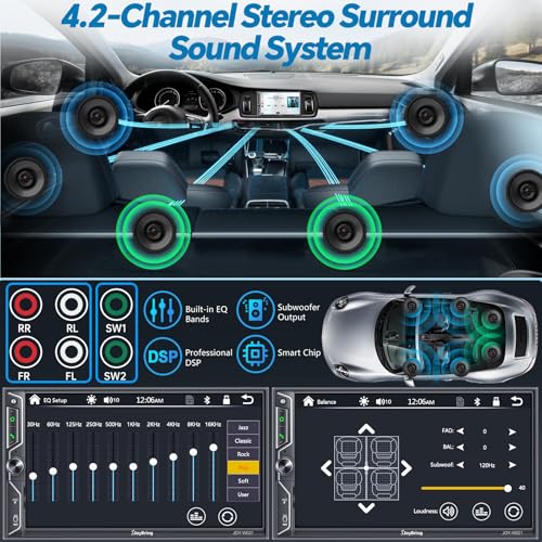 7" QLED Double Din Car Stereo Compatible with Wireless Apple CarPlay & Android Auto