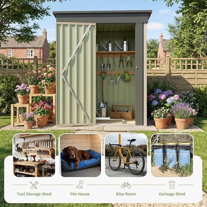 5x3 FT Outdoor Storage Shed with Floor Frame