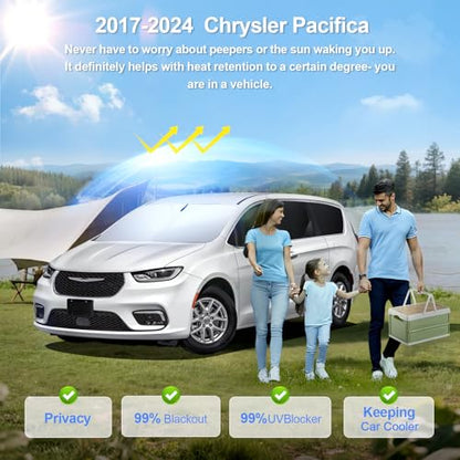 8pcs Car Window Shades for Chrysler Pacifica 2017 (8 Count)