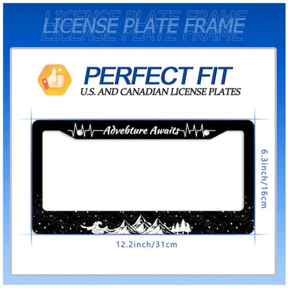 Advebture Awaits License Plate Frame Stainless Steel Car Accessory 6.3x12.3