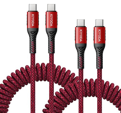 USB C to C Cable Coiled USB C Cable for Car 66W USB (2 Count)