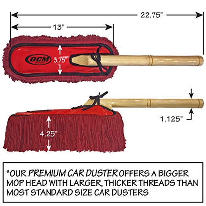 Premium Extra Large Car Duster with Durable Solid Wood Handle Includes Storage Cover