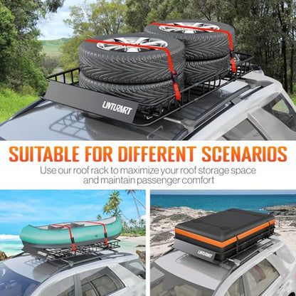 64 x 39’’ Roof Rack Cargo Basket Rooftop Cargo Carrier with Net