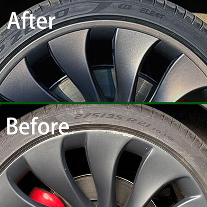 for Tesla Model Y 21 Inch Wheel Rim Protector Hubcaps Uberturbine Wheels Rim Cover Tire Trim Rings Gunpowder 4Pcs Model Y Accessories (4 Count)