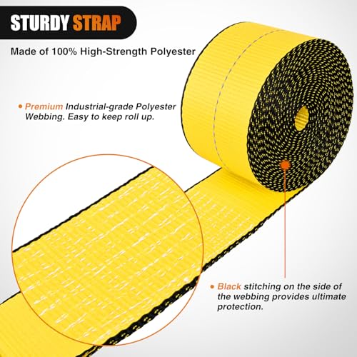 Truck Straps 4" x 30' Heavy Duty Tie Down with Flat Hooks (10 Count)