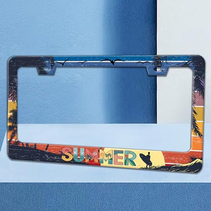 Summer Beach License Plate Frame Palm Trees License Plate Holder 6x12 in