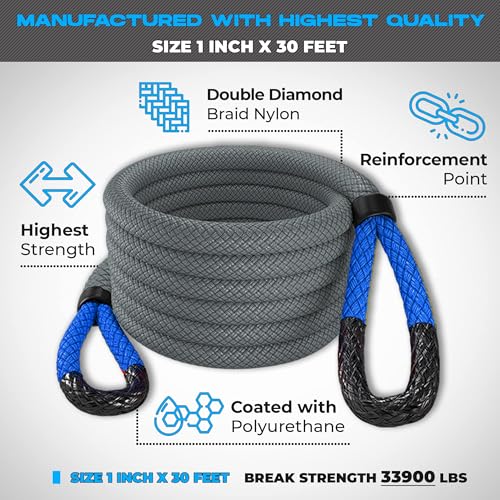 Gear Kinetic Recovery Tow Ropes for Any Recovery Situation (30 Foot)