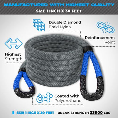 Gear Kinetic Recovery Tow Ropes for Any Recovery Situation (30 Foot)