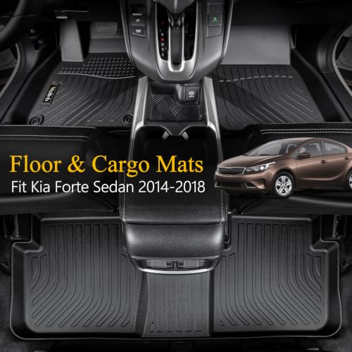 Floor Mats & Cargo Mats Set Fit Kia Forte Sedan 2014
