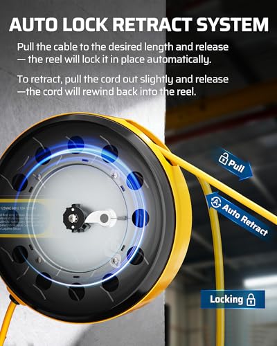 Ceiling Wall Mount Retractable Extension Cord Reel with 30FT Cord