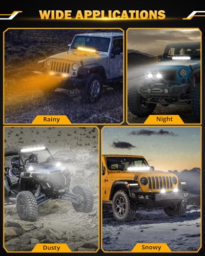 LED Light Bar 30 Inch 180W 6 Modes Amber White Offroad Strobe Light
