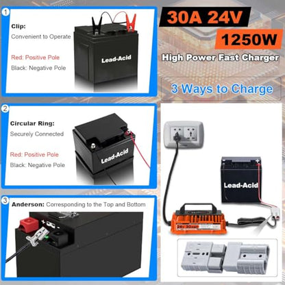 30A 24V Battery Charger 24 Volt Forklift Fast Charger with Anderson Plug Lead