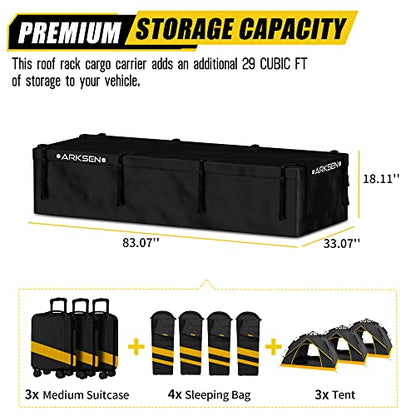 Roof Top Luggage Storage Bag for 84" x 39" Roof Baskets Waterproof 29 Cubic Feet