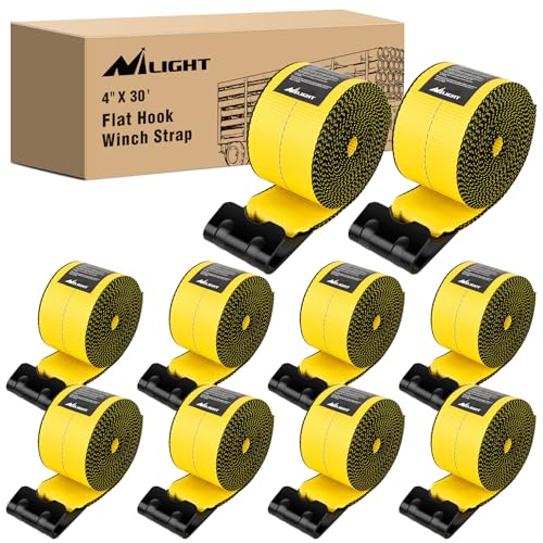 Truck Straps 4" x 30' Heavy Duty Tie Down with Flat Hooks (10 Count)