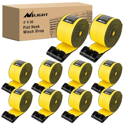 Truck Straps 4" x 30' Heavy Duty Tie Down with Flat Hooks (10 Count)