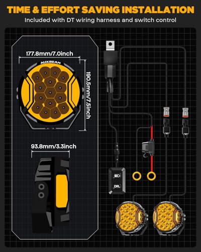V Ultra Series 7 Inch Side Shooter Offroad Lights Round Amber Pods