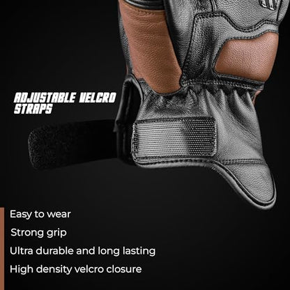 Leather Motorcycle Motorbike Knuckle Protection Powersports Gloves