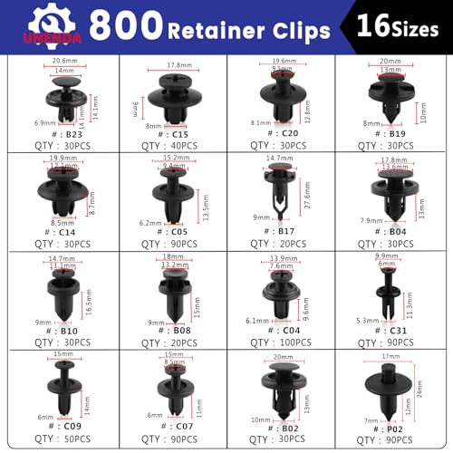 802Pcs Car Trim Clips Kit w (802 Count)